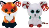 Ty - Knuffel - Beanie Boo's - Fox & Christmas Mouse