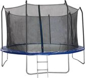 Trampoline 366 cm Zwart en blauw TRIGANO Inclusief ladder en beschermnet
