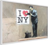 Ingelijste Poster - Banksy: I Heart NY Witte lijst