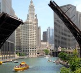 Plezierboten op het waterfront in Downtown Chicago - Fotobehang (in banen) - 450 x 260 cm