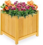 Relaxdays Plantenbak buiten - bloembak vierkant - houten bak voor planten - 45x45x45 cm