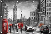 Karakteristieke tekening van het straatbeeld van Londen - Foto op Tuinposter - 120 x 80 cm