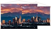 Panorama van Los Angeles met zonsondergang - Foto op Textielposter - 45 x 30 cm
