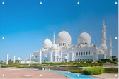 Stralend witte Grote Moskee van Sjeik Zayed in Abu Dhabi - Foto op Tuinposter - 60 x 40 cm