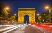 Parijse Arc de Triomphe en Champs-Elysees bij nacht - Foto op Forex - 45 x 30 cm
