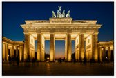 Verlichte Brandenburger Tor op een Berlijnse avond - Foto op Akoestisch paneel - 150 x 100 cm