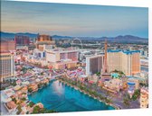 Luchtfoto van de skyline en Las Vegas Strip bij dauw - Foto op Canvas - 90 x 60 cm