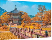 Het Gyeongbokgung paleis tijdens de herfst in Seoul - Foto op Canvas - 90 x 60 cm