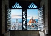 Doorkijk uit raam op de Dom van Florence - Foto op Posterpapier - 59.4 x 42 cm (A2)