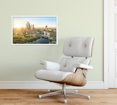 Zonsopkomst boven de skyline van Moskou City District - Foto op Forex - 45 x 30 cm