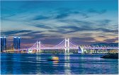 De Gwanganbrug en skyline van Haeundae-gu in Busan - Foto op Forex - 45 x 30 cm