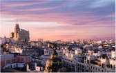 Paarse wolkendeken boven stadsgezicht van Madrid - Foto op Forex - 120 x 80 cm