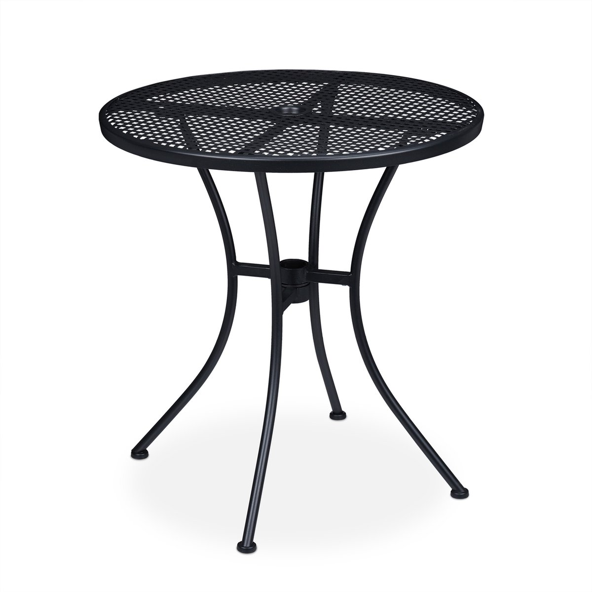 tuintafel - met parasolgat - 72 x 70 cm - tot 130 kg - staal - rond - zwart thumbnail 3