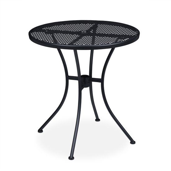 relaxdays table de jardin avec parsol - table de balcon - table de bistrot - table d'extérieur 70 cm - noir