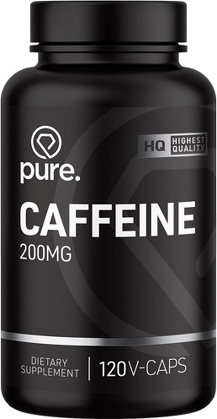 PURE Cafeïne - sportsupplement - 120 V-Caps - 200mg - caffeine pillen - vegan...