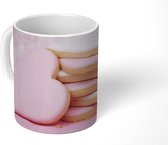 Mok - Roze hartvormige koekjes - 350 ML - Beker