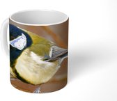 Mok - Koolmees die op een boomtak zit - 350 ML - Beker