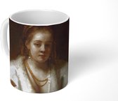 Mok - Koffiemok - Portret van Hendrickje Stoffels - Schilderij van Rembrandt van Rijn - Mokken - 350 ML - Beker - Koffiemokken - Theemok