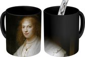 Magische Mok - Foto op Warmte Mokken - Koffiemok - Portret van een vrouw, mogelijk Maria Trip - Schilderij van Rembrandt van Rijn - Magic Mok - Beker - 350 ML - Theemok