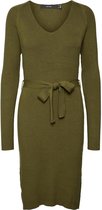 Vero Moda Jurk Vmgold Rib Ls Short V-neck Belt Dre 10257163 Dark Olive Dames Maat - L