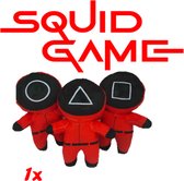 1x Knuffel - Squid Game - squid Game Pluche Knuffel - 25 cm | Squid-Game Netflix Plush Toy | Knuffel met Squidgame Masker en overal! | Kostuum Halloween Carnaval Outfit Costuum | s