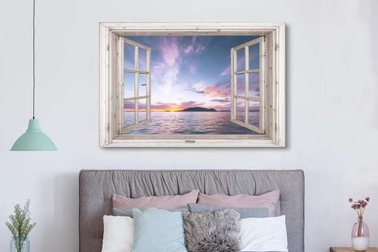 Tableau Toile Transparente - Mer - Île - 180x120 cm - Décoration murale XXL