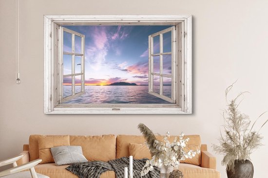 Tableau Toile Transparente - Mer - Île - 180x120 cm - Décoration murale XXL