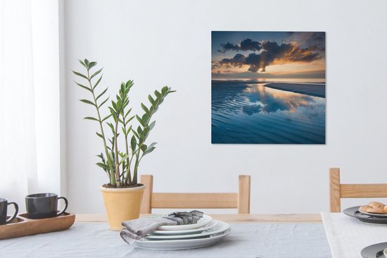 Toile Peinture Pays- Nederland - Côte - Soleil - 50x50 cm - Décoration murale