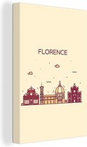 Canvas Schilderij Florence - Italië - Skyline - 60x90 cm - Wanddecoratie