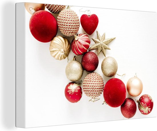 Canvas Schilderij Winter - Kerst - Kerstballen - 120x80 cm - Wanddecoratie