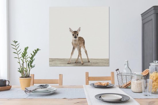 Toile Peinture Animaux - Cerf - Bébé - 90x90 cm - Décoration murale