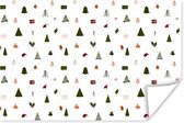 Poster Kerst - Sjablonen - Wit - 90x60 cm - Kerstmis Decoratie - Kerstversiering - Kerstdecoratie Woonkamer - Kerstversiering - Kerstdecoratie voor binnen - Kerstmis
