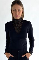 Minus Vanessa V-cut Blouse Tops & T-shirts Dames - Shirt - Zwart - Maat M