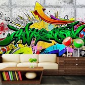 Zelfklevend fotobehang - Urban Graffiti op betonnen muur, premium Print