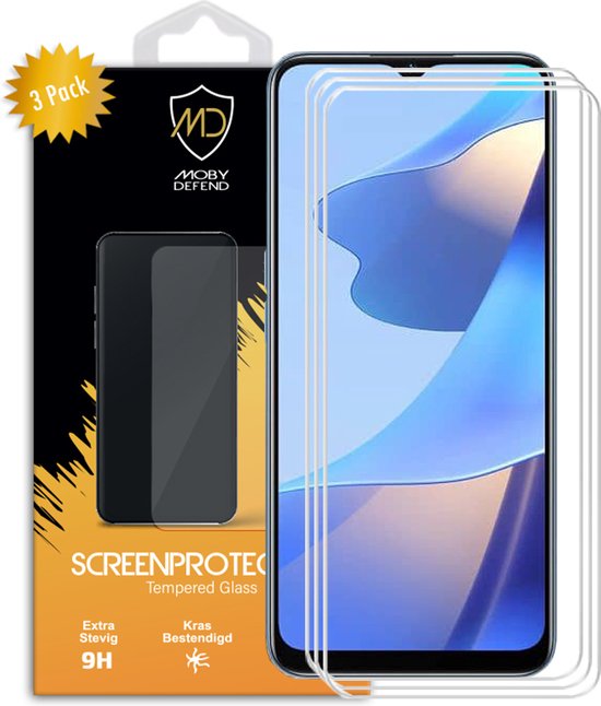 3Pack Oppo A16 / A16s / A54s Screenprotectors MobyDefend Case