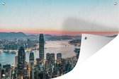 Tuinposters buiten Skyline van Hong Kong, Azië - 90x60 cm - Tuindoek - Buitenposter