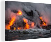Tableau sur toile Coulée de Lava sur la côte - 90x60 cm - Décoration murale