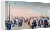 Canvas Schilderij Ijsvermaak bij een stad - schilderij van Hendrick Avercamp - 40x20 cm - Wanddecoratie