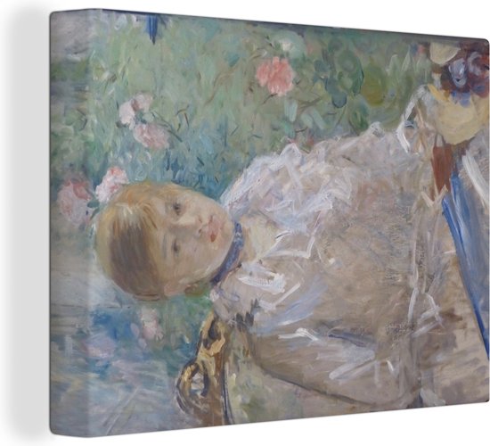 Canvas schilderij 160x120 cm - Wanddecoratie Young girl by the window - schilderij van Berthe Morisot - Muurdecoratie woonkamer - Slaapkamer decoratie - Kamer accessoires - Schilderijen