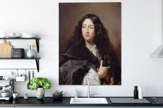Canvas schilderij 90x120 cm - Wanddecoratie A man called Michel Baron - schilderij van Claude Lefèbvre - Muurdecoratie woonkamer - Slaapkamer decoratie - Kamer accessoires - Schilderijen op canvas