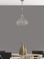 De klassieke Crystal hanglamp bestaat ook uit één pendel met vier lichtpunten. Deze opvallende hanglamp past ideaal boven een ronde eettafel. Het armatuur wordt zonder lichtbron geleverd en h