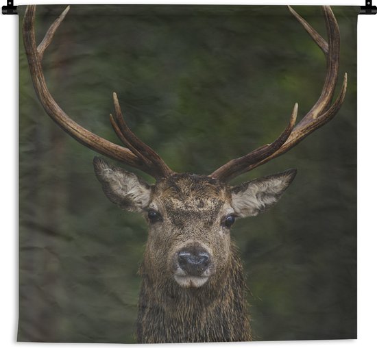 Wandkleed - Wanddoek - Hert - Gewei - Natuur - 90x90 cm - Wandtapijt