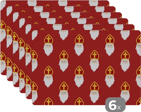 Foto: Placemat kinderen placemat placemats kunststof sinterklaas decoratie sint kinderen kids jongens meisjes kids 45x30 cm 6 stuks hittebestendig anti slip onderlegger afneembaar