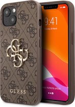 Guess - Backcover hoes - iPhone 13 Mini - Bruin + Lunso Tempered Glass