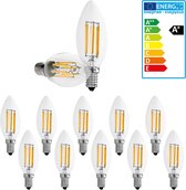10 x LED-lamp kaarsengloeidraad E14 6W warm wit
