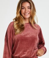 Hunkemöller Dames Nachtmode Top Velours lange mouwen  - Roze - maat XS