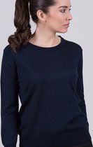 Dames trui donkerblauw merino langemouw met rondehals - BARCELONA | bol.com