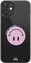 xoxo Wildhearts case voor iPhone 12 - Smiley Pink - xoxo Wildhearts Transparant Case