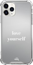 Spiegel hoesje geschikt voor iPhone 11 Pro hoesje - Love Yourself - Mirror Case - Hoesje met spiegel geschikt voor iPhone 11 Pro hoesje - Spiegel shockproof case geschikt voor iPho