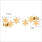 Aramat jewels ® - Oorstekers 3 bloemen goudkleurig chirurgisch staal 7mm x 11mm